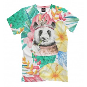 Панда в цветах